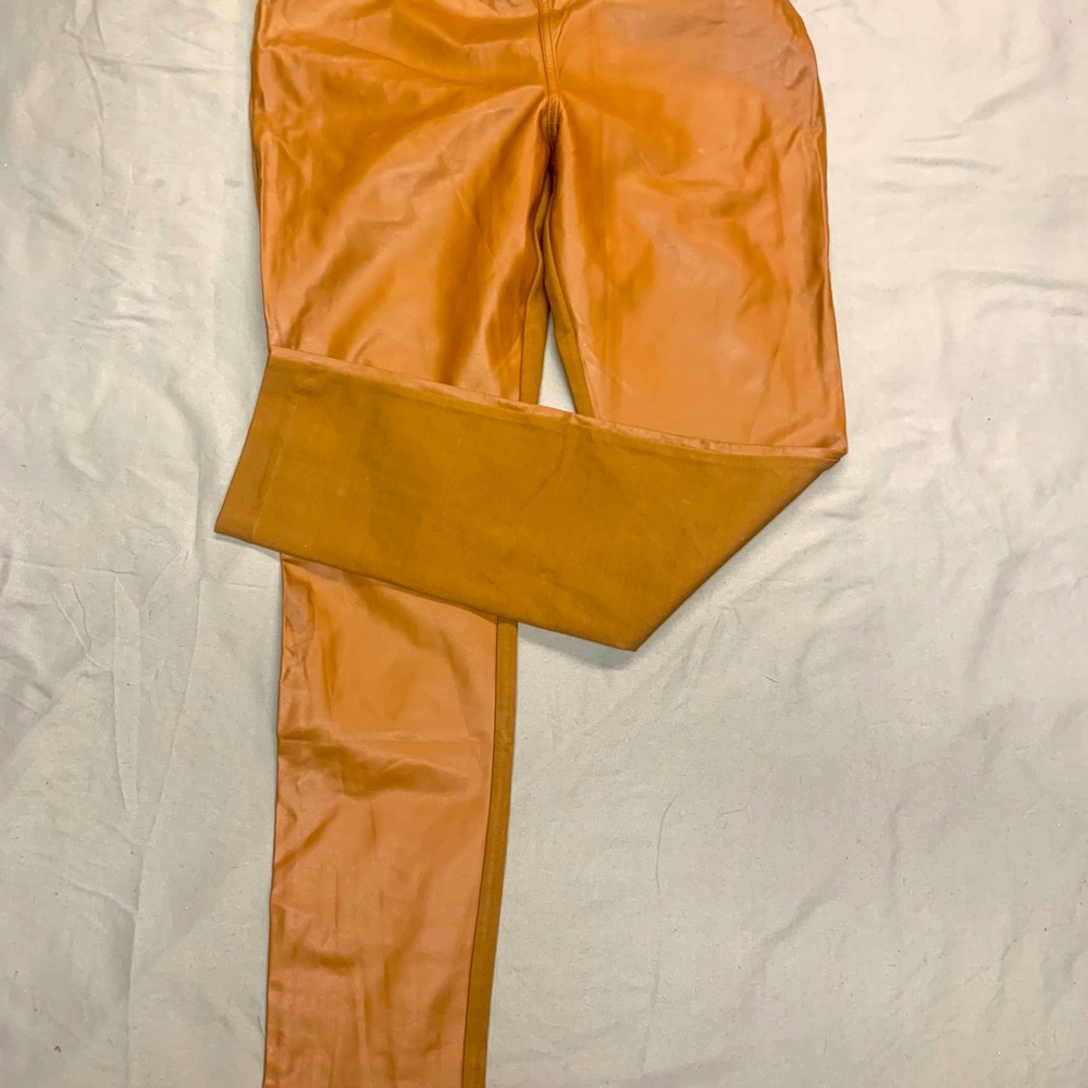 Tan faux leather leggings